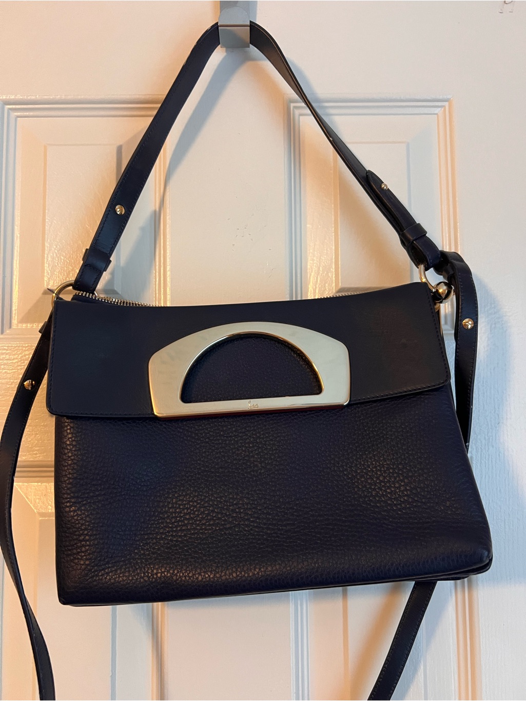 Christian Louboutin Passage Messenger Calf Ranch Handbag Navy Blue
